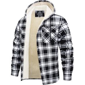 MAGNIVIT Mens Flannel Jacket Sherpa Fleece Lined Plaid Jackets Shirt Thick Snap Button Flannel Hoodie Cotton Winter Shacket in Saudi Arabia