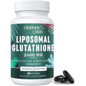 8-in-1 Liposomal Glutathione 2400 MG, High Absorption Antioxidant Formula – with Hyaluronic Acid, Alpha-Lipoic Acid, Resveratrol - Skin, Liver Detox & Immune System, 120 Softgels in Saudi Arabia