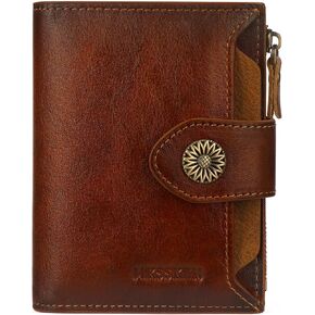 Wallet Women,Rfid Blocking Leather Womens Wallet,Bifold Compact Carteras Para Mujer Card Holder with Removable ID Window(brown) in Saudi Arabia