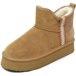 Genuine Suede Leather Ankle Snow Boots for Women - Anti-Slip Womens Boots - Lightweight Winter Womens Shoes in Saudi Arabia