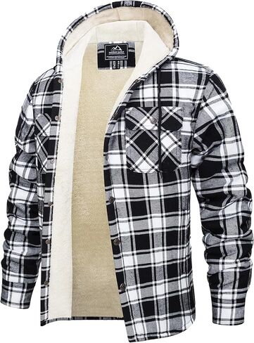 Magnivit Mens Flannel Jacket Sherpa Fleece مبطنة من السترات المنقوشة قميصًا سميكًا لزرًا زواجًا فانيلا من القطن القطن in Saudi Arabia