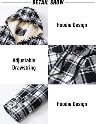 Magnivit Mens Flannel Jacket Sherpa Fleece مبطنة من السترات المنقوشة قميصًا سميكًا لزرًا زواجًا فانيلا من القطن القطن in Saudi Arabia