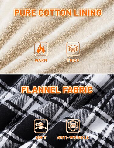 Magnivit Mens Flannel Jacket Sherpa Fleece مبطنة من السترات المنقوشة قميصًا سميكًا لزرًا زواجًا فانيلا من القطن القطن in Saudi Arabia