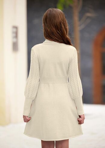 Besserbay Girls Winter Long Sleeve Sweater Dress Turtleneck Cable Cable Bullover Midi Dress 6-14 Years in Saudi Arabia