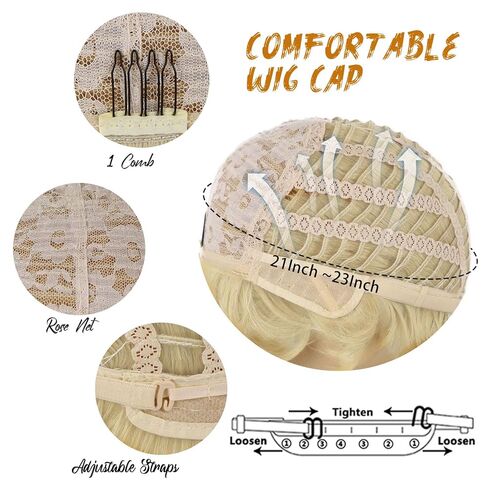 4pcs Set- Blonde Costume Wig+ Flag Pin+ Red Tie+ Wig Cap for Mens Short Layered Heat Resistant Synthetic Pixie Wigs For Cosplay Party Halloween or Fun in Kuwait