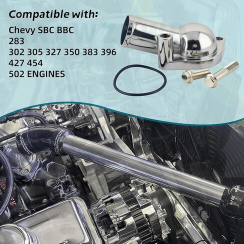 15 Degree Water Neck For BBC SBC Water Neck Aluminum Thermostat Housing Compatible with Chevy SBC BBC 283 302 305 327 350 383 396 427 454 502 ENGINES(15°) in Saudi Arabia