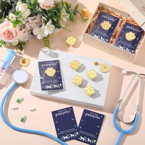 Geyoga Vet Tech Week Gifts Veterinary Christmas Appreciation Dog Cat Paw Lapel Pins for Veterinary Receptionist Bulk in Saudi Arabia