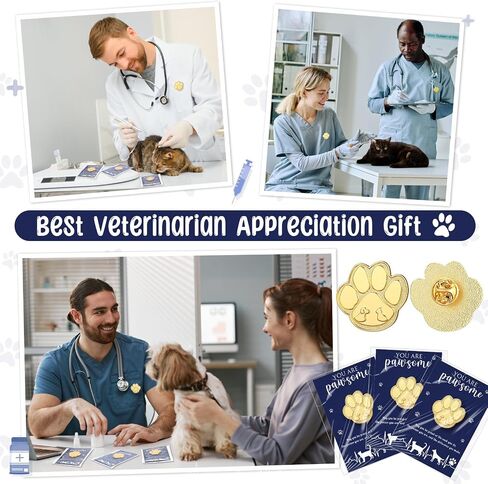 Geyoga Vet Tech Week Gifts Veterinary Christmas Appreciation Dog Cat Paw Lapel Pins for Veterinary Receptionist Bulk in Saudi Arabia