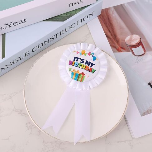 It's My Birthday Pins, Happy Birthday Button Pin Colorful Satin Grosgrain Ribbon Badge Reel Brooch for Girl Boy Party Clothing Decorations for Men and Women in Saudi Arabia