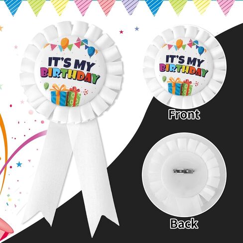 It's My Birthday Pins, Happy Birthday Button Pin Colorful Satin Grosgrain Ribbon Badge Reel Brooch for Girl Boy Party Clothing Decorations for Men and Women in Saudi Arabia