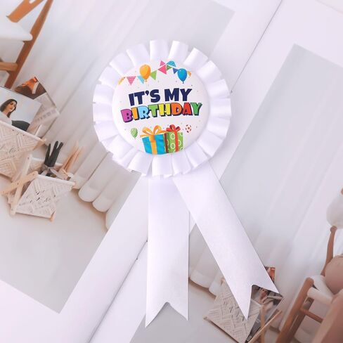 It's My Birthday Pins, Happy Birthday Button Pin Colorful Satin Grosgrain Ribbon Badge Reel Brooch for Girl Boy Party Clothing Decorations for Men and Women in Saudi Arabia
