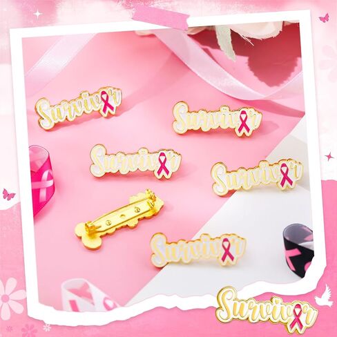 6/12/24 Pcs 2025 Breast Cancer Survivor Pin Breast Cancer Awareness Accessories Pink Ribbon Enamel Lapel for Women in Saudi Arabia