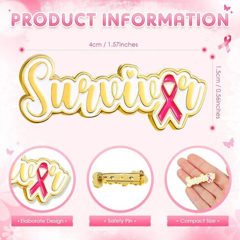 6/12/24 Pcs 2025 Breast Cancer Survivor Pin Breast Cancer Awareness Accessories Pink Ribbon Enamel Lapel for Women in Saudi Arabia