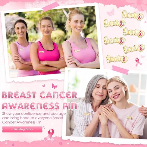 6/12/24 Pcs 2025 Breast Cancer Survivor Pin Breast Cancer Awareness Accessories Pink Ribbon Enamel Lapel for Women in Saudi Arabia