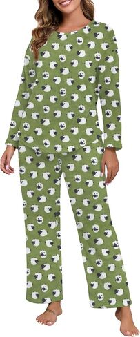 PrinStory Fluffy Pajamas for Women Set Winter Fleece Pajama Sets Warm Fuzzy Pjs Flannel 2 Piece Lounge Sets with Pockets in Saudi Arabia