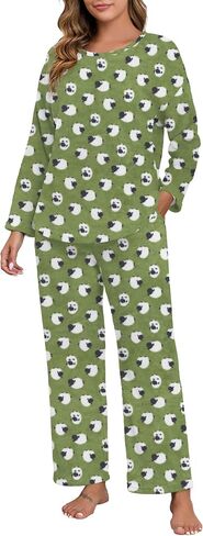 PrinStory Fluffy Pajamas for Women Set Winter Fleece Pajama Sets Warm Fuzzy Pjs Flannel 2 Piece Lounge Sets with Pockets in Saudi Arabia