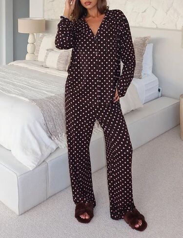 Giraropa Women Fruit Pajamas 2 Piece Pajama Sets Long Sleeve Button Down Shirt Elastic Waist Pants Set Loungewear in Saudi Arabia