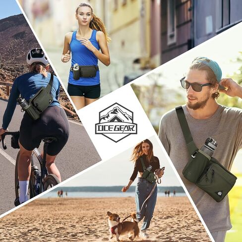 Waist Bag for Men Women with Water Bottle Holder Hiking Fanny Pack Running Waist Pack for Running Walking DogWalking Travel Cycling(Bottle Not Included) in Saudi Arabia