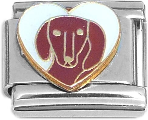 Doxie Dachshund White Heart Italian Charm in Saudi Arabia