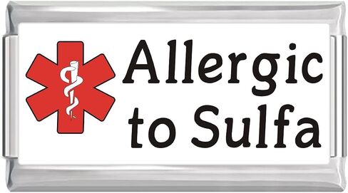 Allergic to Sulfa Medical Alert Italian Charm on White Superlink Bracelet Jewelry Link in Saudi Arabia