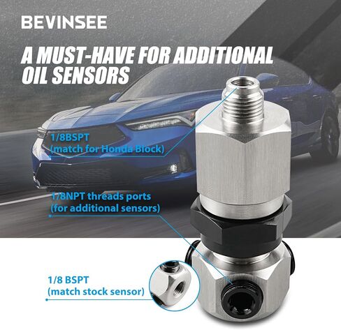 محول مستشعر ضغط زيت Bevinsee متوافق مع Honda Acura RSX 2002-2006 K Series K20 K24 1/8 BSPT Thread V4 ترقية 1/8npt المقابس in Kuwait