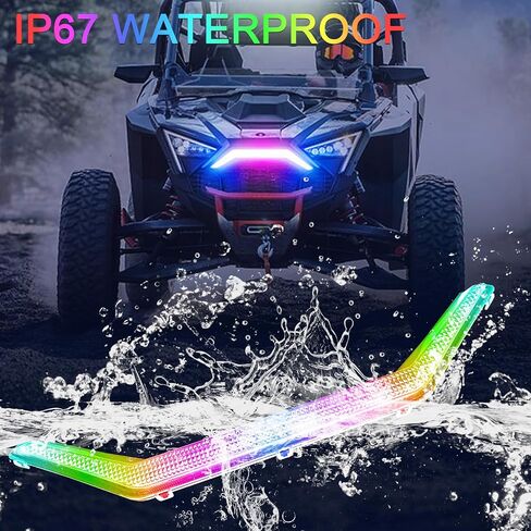 Tavaray RGB RZR Pro Front Accent Light ، Multicolor LED Center Grill Fang Light with App & Remote Control & Music Mypes Modes متوافقة مع Polaris RZR Pro XP/4 Pro R Turbo R 2020-2024 ، 1PC in Kuwait