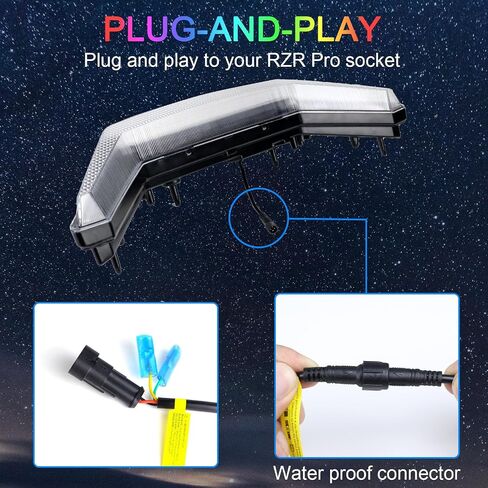 Tavaray RGB RZR Pro Front Accent Light ، Multicolor LED Center Grill Fang Light with App & Remote Control & Music Mypes Modes متوافقة مع Polaris RZR Pro XP/4 Pro R Turbo R 2020-2024 ، 1PC in Kuwait