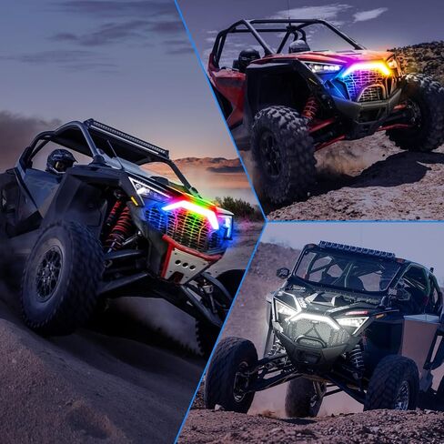 Tavaray RGB RZR Pro Front Accent Light ، Multicolor LED Center Grill Fang Light with App & Remote Control & Music Mypes Modes متوافقة مع Polaris RZR Pro XP/4 Pro R Turbo R 2020-2024 ، 1PC in Kuwait