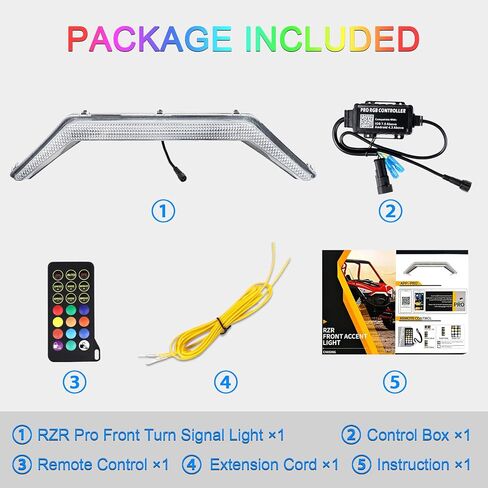 Tavaray RGB RZR Pro Front Accent Light ، Multicolor LED Center Grill Fang Light with App & Remote Control & Music Mypes Modes متوافقة مع Polaris RZR Pro XP/4 Pro R Turbo R 2020-2024 ، 1PC in Kuwait