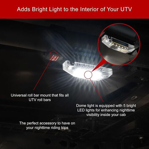 TUSK Wireless LED Dome Light-Hook ونظام تصاعد الحلقة المتوافق مع Polaris و Can-AM و Kawasaki و Honda SXS UTV SUV جرار مع أنبوب 1-3/8 "-2-3/4" قطره in Kuwait
