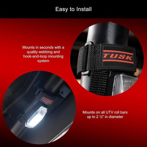 TUSK Wireless LED Dome Light-Hook ونظام تصاعد الحلقة المتوافق مع Polaris و Can-AM و Kawasaki و Honda SXS UTV SUV جرار مع أنبوب 1-3/8 "-2-3/4" قطره in Kuwait
