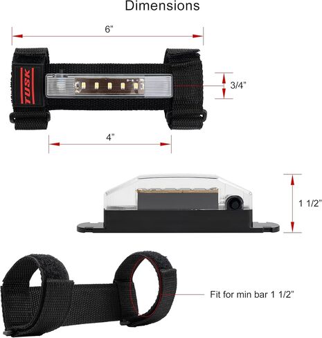 TUSK Wireless LED Dome Light-Hook ونظام تصاعد الحلقة المتوافق مع Polaris و Can-AM و Kawasaki و Honda SXS UTV SUV جرار مع أنبوب 1-3/8 "-2-3/4" قطره in Kuwait