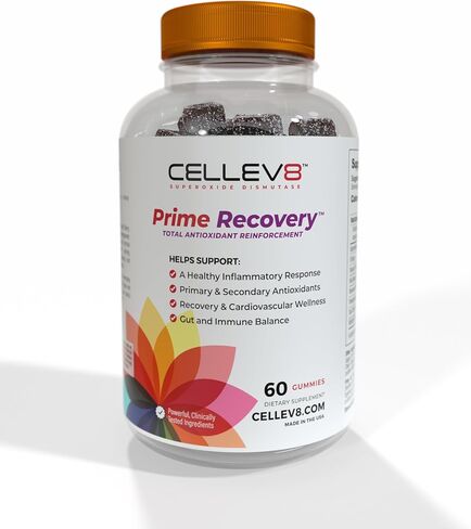 Cellev8 Prime Recovery Gummies | Total Antioxidant Support + Joint & Muscle | SOD, Tart Cherry, Resveratrol & Pomegranate | Made in USA | Raspberry Flavor, 60 Count in Saudi Arabia