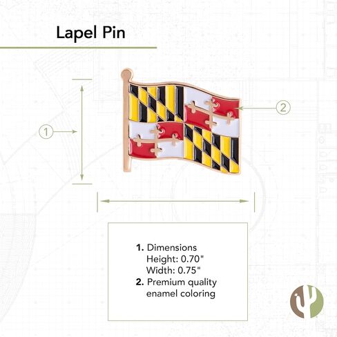 Maryland State Flag Lapel Pin Enamel Made of Metal Souvenir Hat Men Women Patriotic (Rectangle Pin) in Saudi Arabia