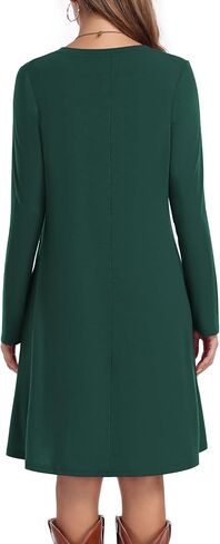 Women's Long Sleeve T-Shirt Dress Casual Loose Fit Swing Dress for Fall Winter with Pockets in Kuwait