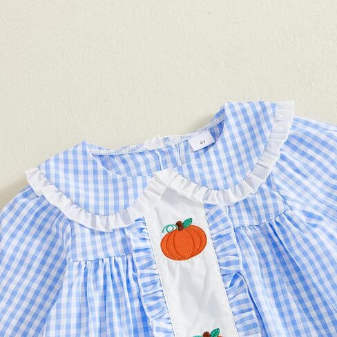Toddler Baby Girl Halloween Dress Smocked Pumpkin Outfit Long Sleeve A-line Doll Collar Fall Dresses for Kids in Saudi Arabia