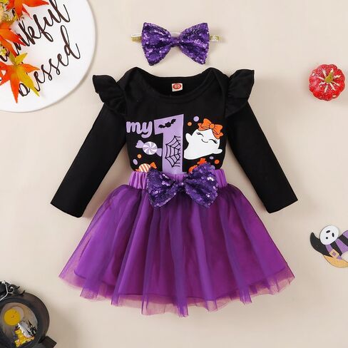 Baby Girl Halloween Costumes My 1st Halloween Outfits Romper+ Tutu Skirt+ Striated Leg Warmer+ Bunny Headband Outfit Set in Saudi Arabia