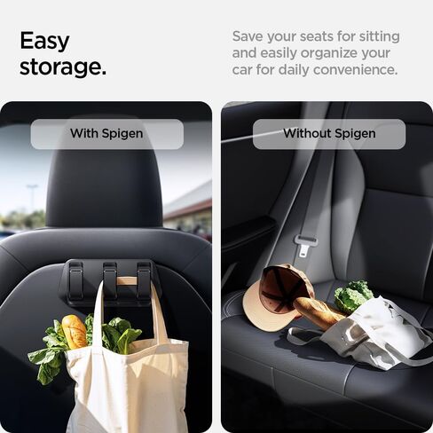 خطاف مقعد سيارة Spigen للطراز 3 2017-2023 & Model Y 2020-2024 (غير متوافق مع طراز جديد Y Juniper 2025/26 و Model 3 Highland 2024/25)-2 Pack in Saudi Arabia