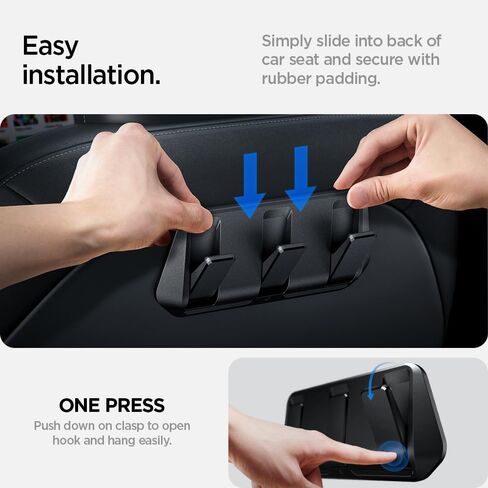 خطاف مقعد سيارة Spigen للطراز 3 2017-2023 & Model Y 2020-2024 (غير متوافق مع طراز جديد Y Juniper 2025/26 و Model 3 Highland 2024/25)-2 Pack in Saudi Arabia