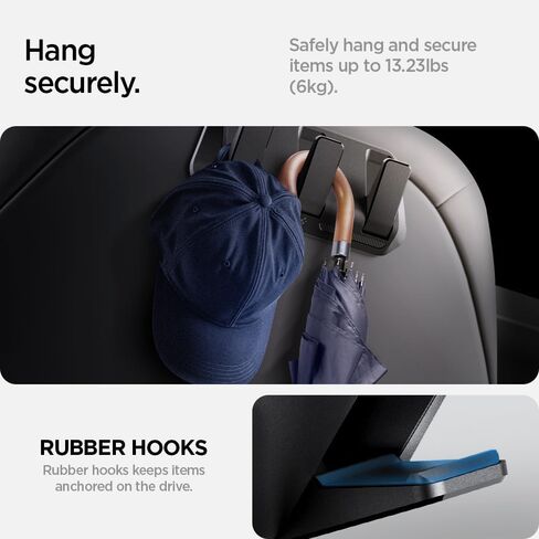 خطاف مقعد سيارة Spigen للطراز 3 2017-2023 & Model Y 2020-2024 (غير متوافق مع طراز جديد Y Juniper 2025/26 و Model 3 Highland 2024/25)-2 Pack in Saudi Arabia
