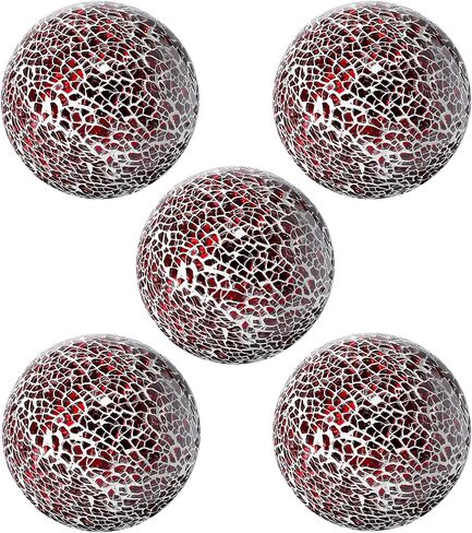 Decorative Glass Mosaic Sphere Balls, 3 Inch Diameter, Set of 5, Table Centerpiece (Teal) in Saudi Arabia