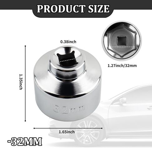 وجع مرشح الزيت 3/8 "32 ملم ، 6 نقاط أداة إزالة مرشح الزيت الثقيلة متوافقة مع BMW Saturn Volkswagen Audi ، مقبس احترافي لأدوات تغيير الزيت (32 مم) in Saudi Arabia