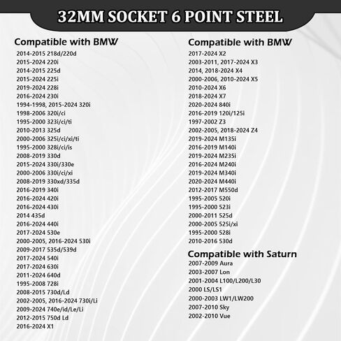 وجع مرشح الزيت 3/8 "32 ملم ، 6 نقاط أداة إزالة مرشح الزيت الثقيلة متوافقة مع BMW Saturn Volkswagen Audi ، مقبس احترافي لأدوات تغيير الزيت (32 مم) in Saudi Arabia