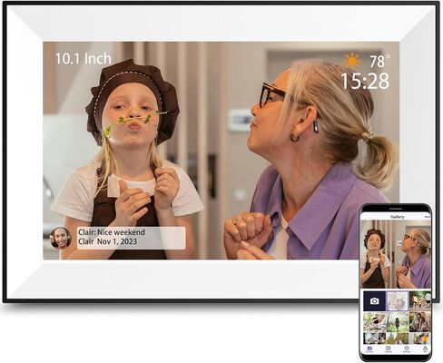 Digital Picture Frame,10.1Inch Digital Photo Frame Wifi smart Electronic Frame with 16GB 1280x800 IPS Touch Screen,Auto-Rotate,Easy to use Load from Phone Share Pohto/Video Best Wishes Gift for mom in Saudi Arabia