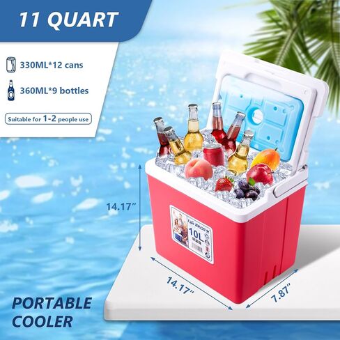 مبرد محمول معزول 11Qt 19Qt صندوق غداء على شكل صندوق ثلج مقاوم للتسرب مع حزمة ثلج إضافية للشواء والتخييم والتنزه in Kuwait
