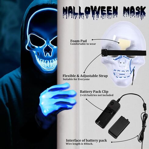 Waipfaru Halloween Costumes, Halloween Mask, Scream Mask with Gloves in Saudi Arabia