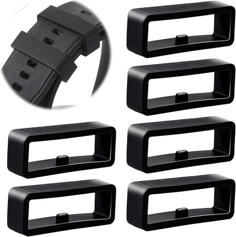 6 PCS Black Watch Band Holder Loop, 22mm Rubber Watch Band Keeper Loop Replacement, Black Silicone Watches Ring Replacement Accessories for Smart Sport Watches Wristband in Saudi Arabia