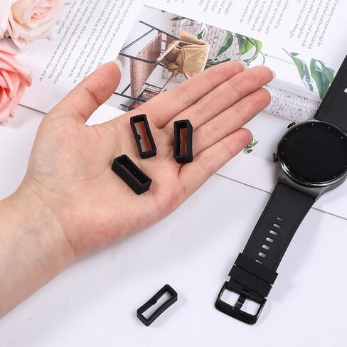 6 PCS Black Watch Band Holder Loop, 22mm Rubber Watch Band Keeper Loop Replacement, Black Silicone Watches Ring Replacement Accessories for Smart Sport Watches Wristband in Saudi Arabia