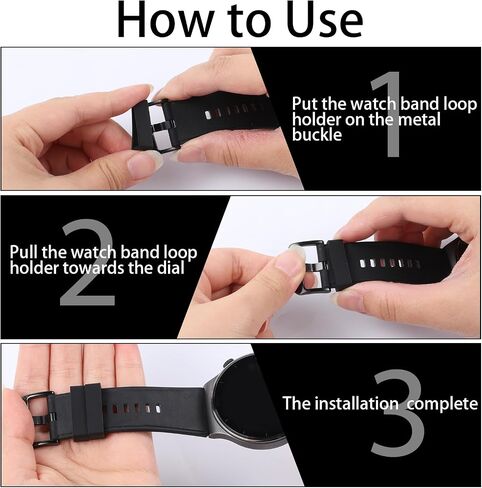 6 PCS Black Watch Band Holder Loop, 22mm Rubber Watch Band Keeper Loop Replacement, Black Silicone Watches Ring Replacement Accessories for Smart Sport Watches Wristband in Saudi Arabia