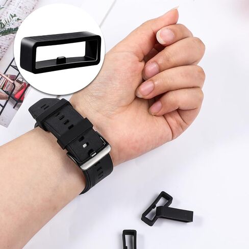 6 PCS Black Watch Band Holder Loop, 22mm Rubber Watch Band Keeper Loop Replacement, Black Silicone Watches Ring Replacement Accessories for Smart Sport Watches Wristband in Saudi Arabia